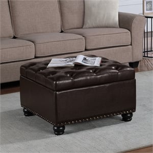 Designs4Comfort Herald Ottoman Coffee Table with Storage in Espresso Fabric