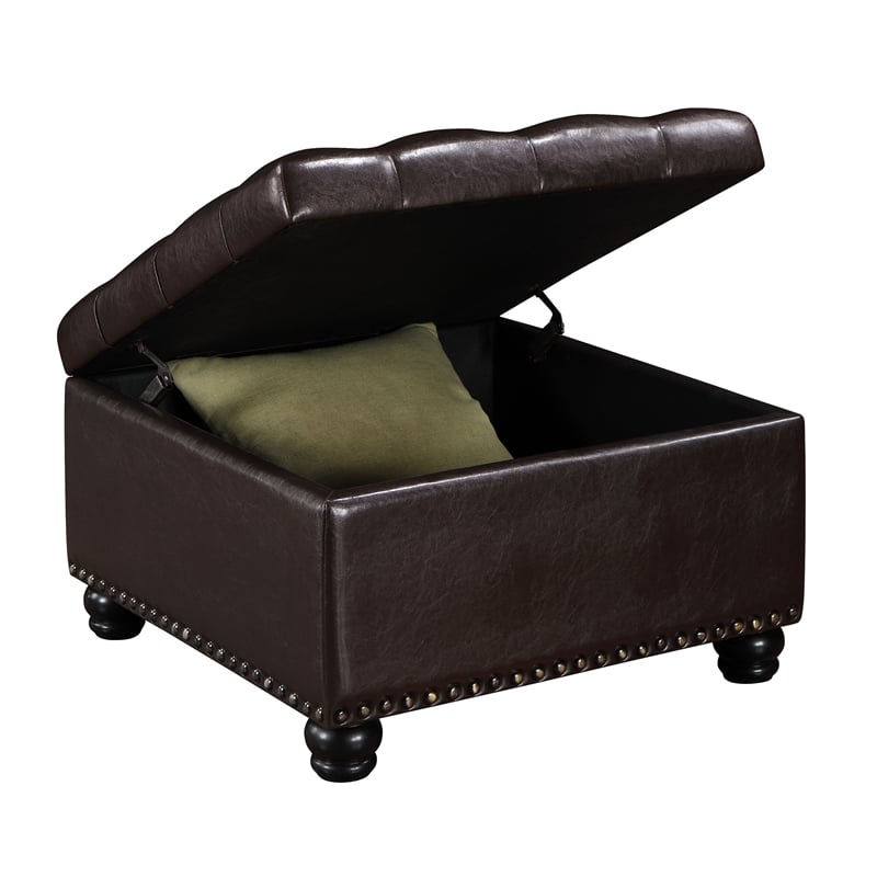 Designs4Comfort Herald Ottoman Coffee Table with Storage in Espresso Fabric