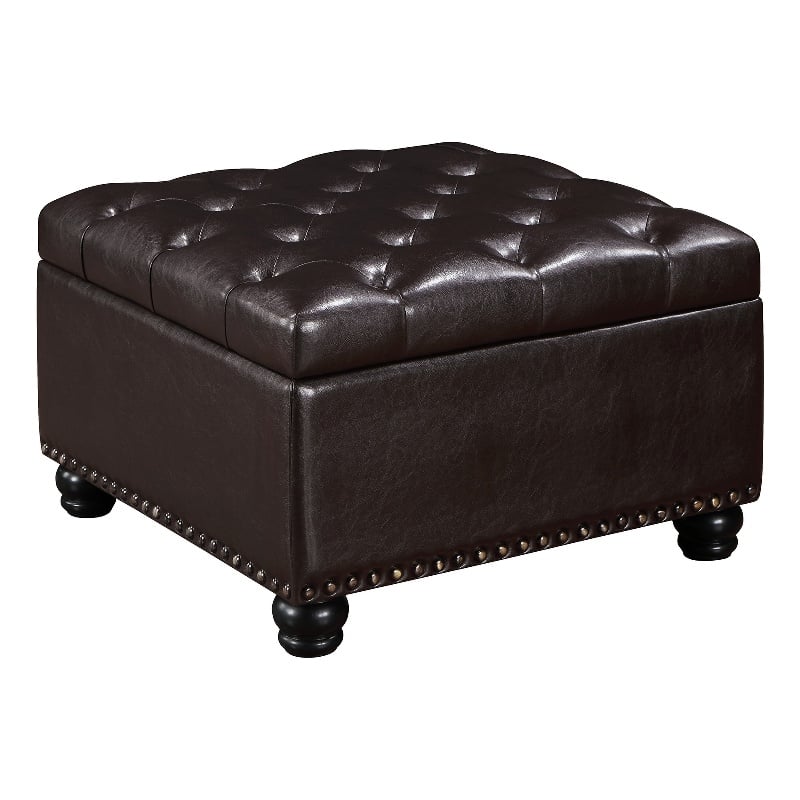 Designs4Comfort Herald Ottoman Coffee Table with Storage in Espresso Fabric