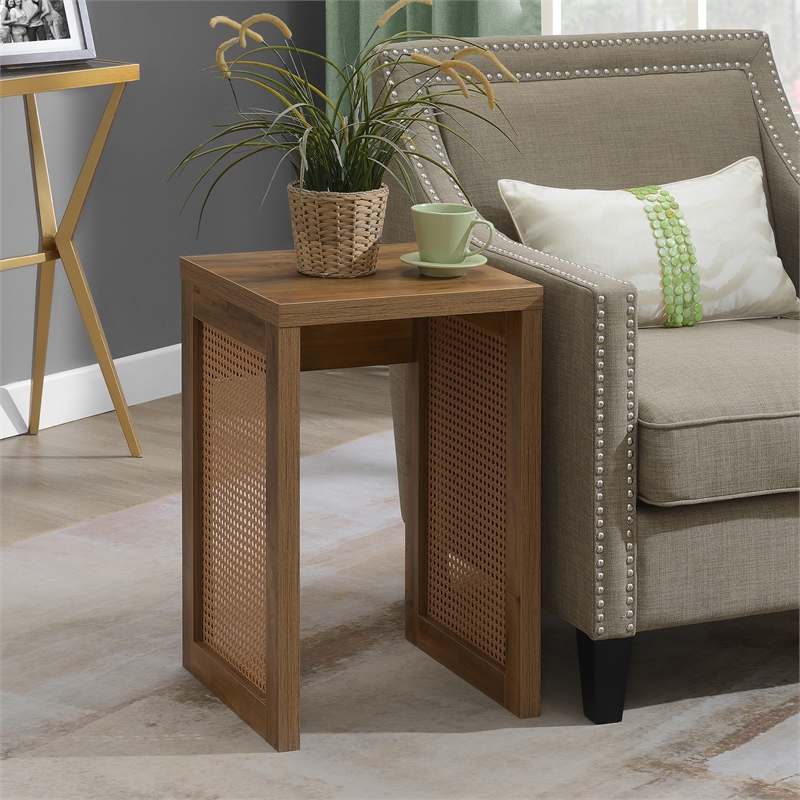 Convenience Concepts Northfield Weave End Table in Beige Wood Finish