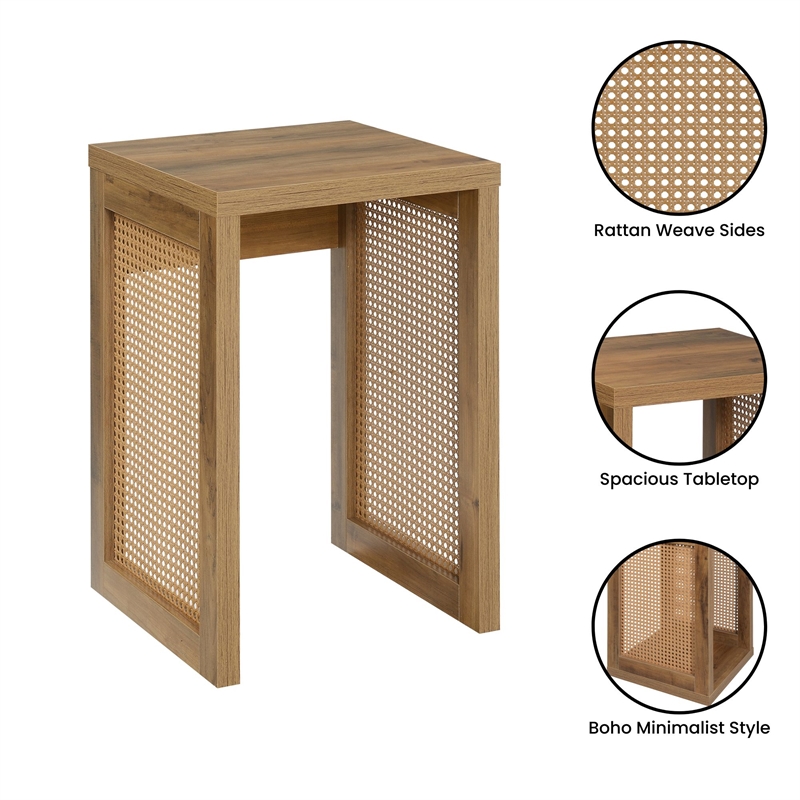 Convenience Concepts Northfield Weave End Table in Beige Wood Finish