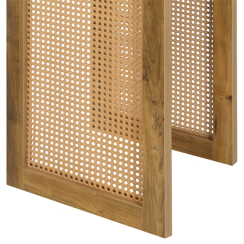 Convenience Concepts Northfield Weave End Table in Beige Wood Finish