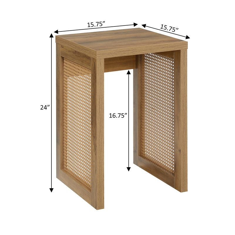 Convenience Concepts Northfield Weave End Table in Beige Wood Finish
