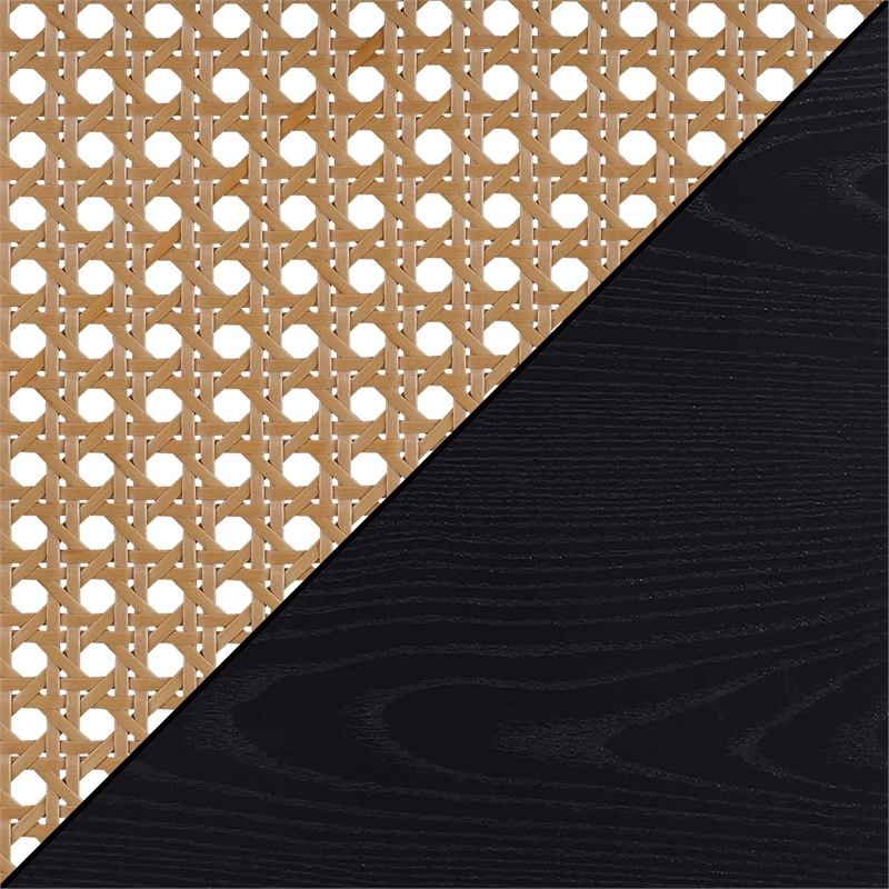 Northfield Weave End Table in Black Wood Finish with Beige Sides