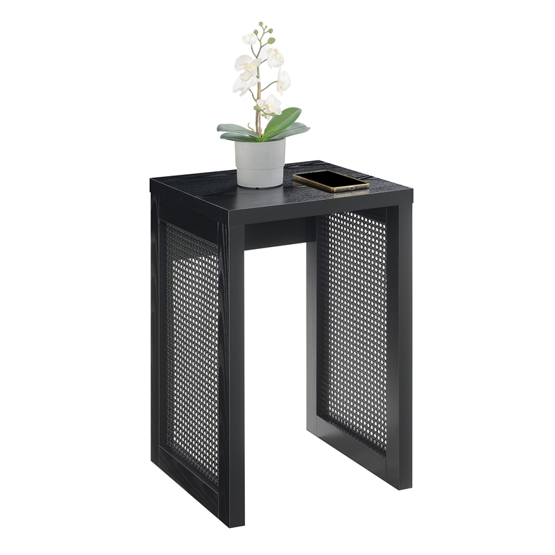 Convenience Concepts Northfield Weave End Table in Black Wood Finish