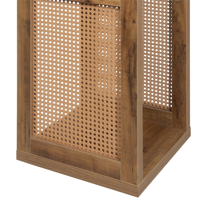 Northfield Admiral Weave End Table with Shelf in Beige Wood Finish