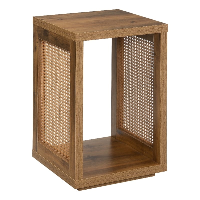 Northfield Admiral Weave End Table with Shelf in Beige Wood Finish