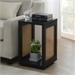 Northfield Admiral Weave End Table w/Shelf in Black Wood Finish and Beige Sides