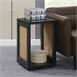 Northfield Admiral Weave End Table w/Shelf in Black Wood Finish and Beige Sides