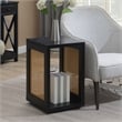 Northfield Admiral Weave End Table w/Shelf in Black Wood Finish and Beige Sides