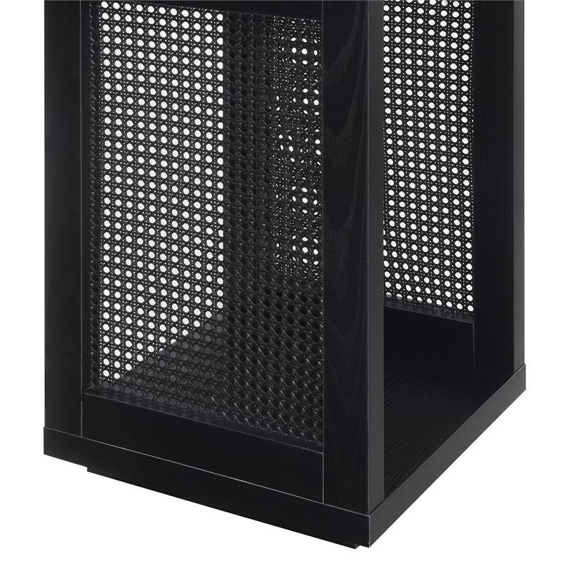 Northfield Admiral Weave End Table with Shelf in Black Wood Finish