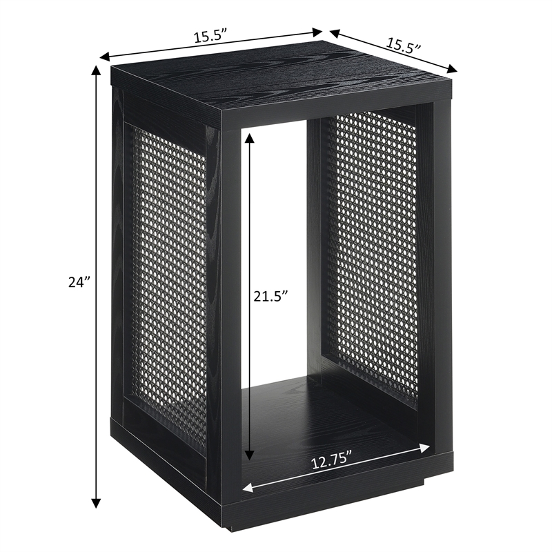 Northfield Admiral Weave End Table with Shelf in Black Wood Finish