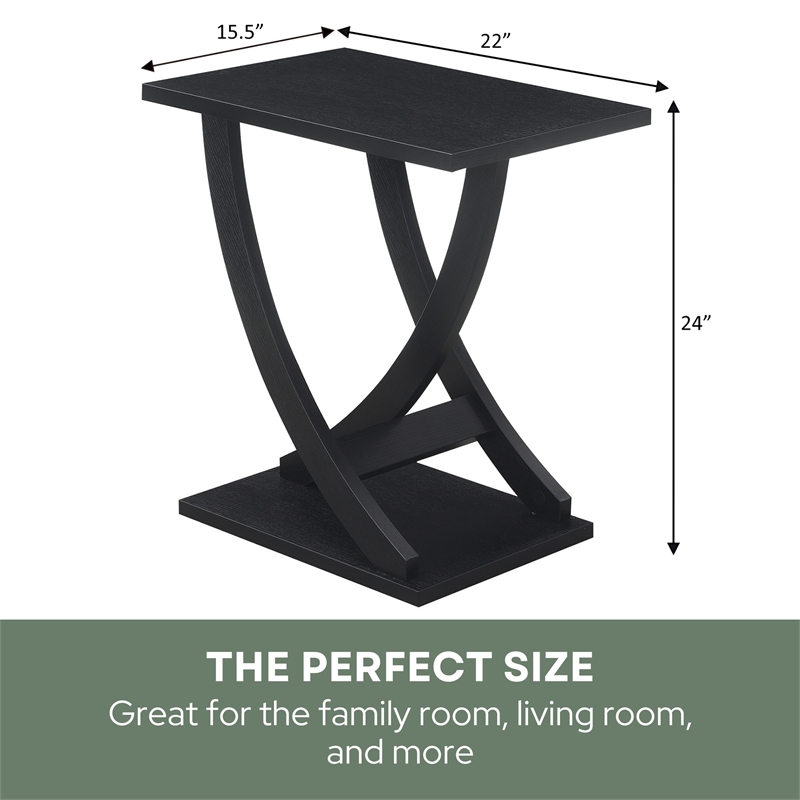 Newport Criss-Cross Chairside End Table in Black Wood Finish