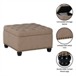 Designs4Comfort Herald Square Ottoman Coffee Table with Storage in Beige Fabric