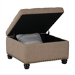 Designs4Comfort Herald Square Ottoman Coffee Table with Storage in Beige Fabric
