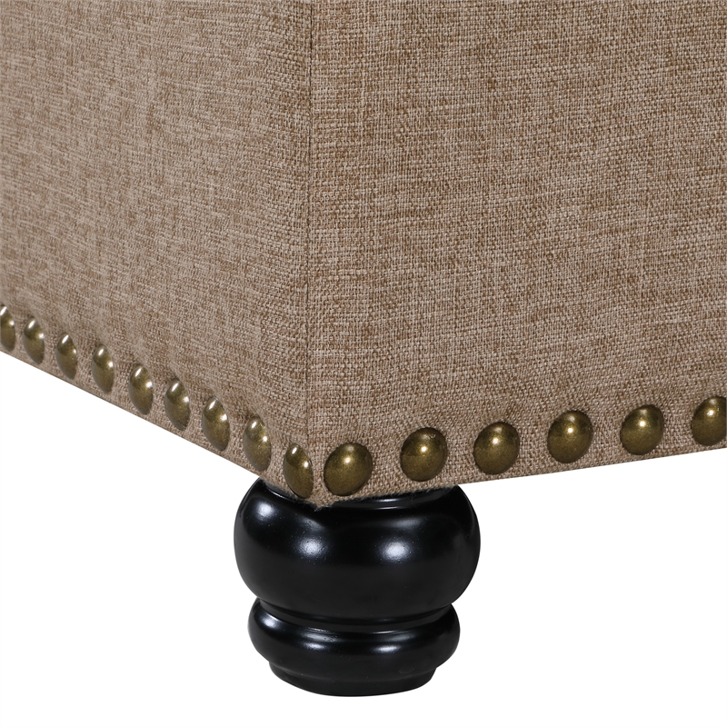 Designs4Comfort Herald Square Ottoman Coffee Table with Storage in Beige Fabric