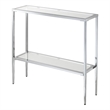 Nadia Chrome Metal Entryway Hall Table with Glass Shelf and Top