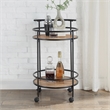 Designs2Go Charlie Serving Bar Cart in Beige Wood with Black Metal Frame