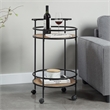 Designs2Go Charlie Serving Bar Cart in Beige Wood with Black Metal Frame