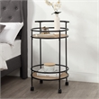Designs2Go Charlie Serving Bar Cart in Beige Wood with Black Metal Frame