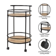 Designs2Go Charlie Serving Bar Cart in Beige Wood with Black Metal Frame