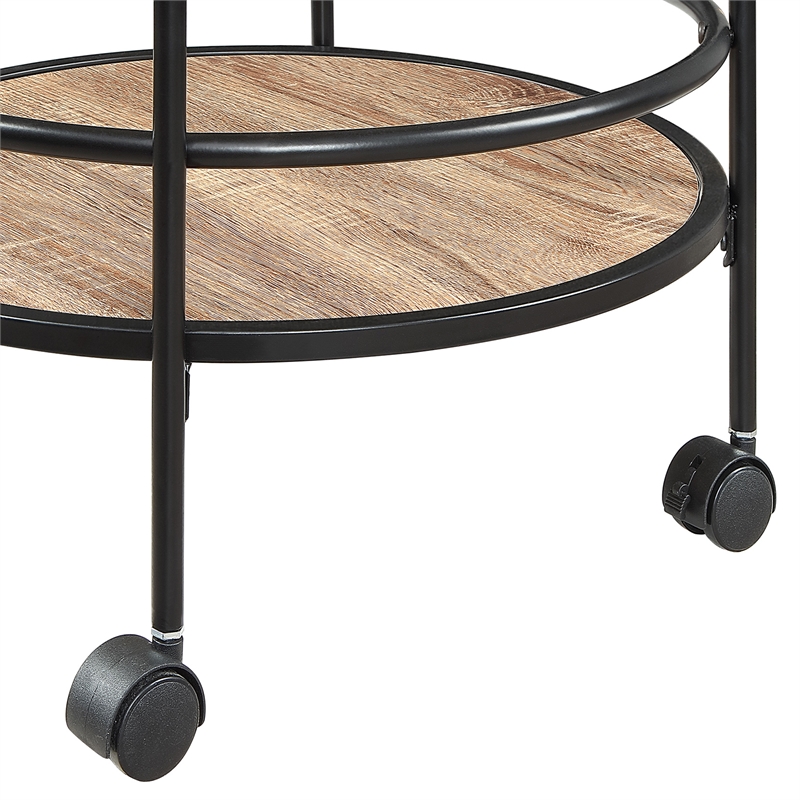 Designs2Go Charlie Serving Bar Cart in Beige Wood with Black Metal Frame