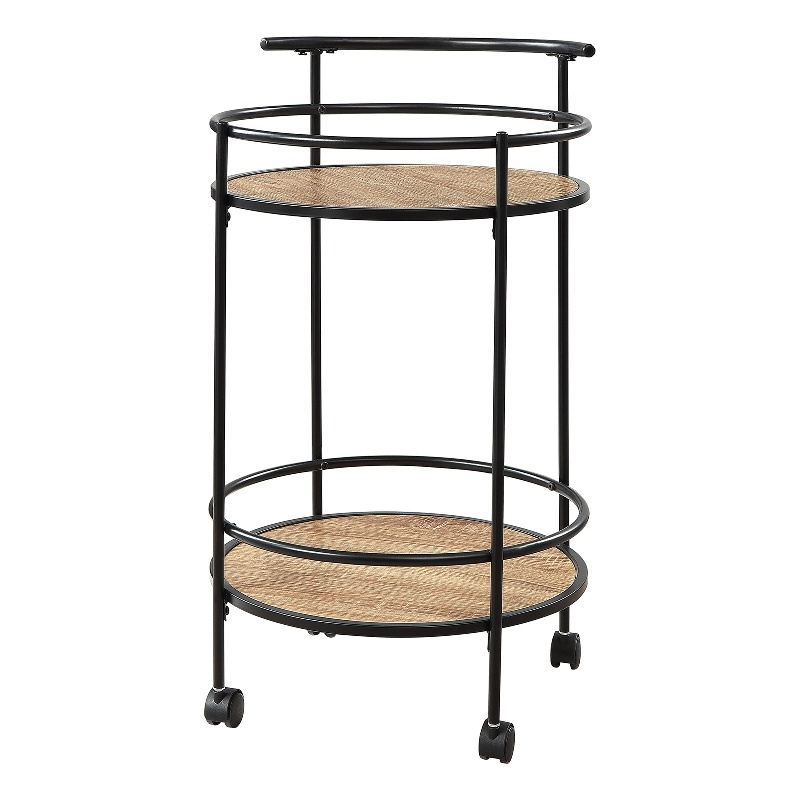 Designs2Go Charlie Serving Bar Cart in Beige Wood with Black Metal Frame