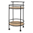 Designs2Go Charlie Serving Bar Cart in Beige Wood with Black Metal Frame