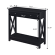 Oxford One-Drawer Entryway Hall Table with Shelf in Black Wood Finish