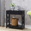 Oxford One-Drawer Entryway Hall Table with Shelf in Black Wood Finish