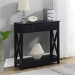 Oxford One-Drawer Entryway Hall Table with Shelf in Black Wood Finish