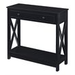 Oxford One-Drawer Entryway Hall Table with Shelf in Black Wood Finish