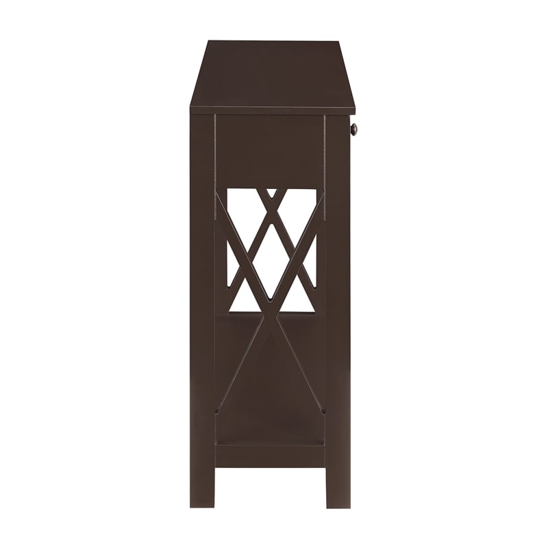 Oxford One-Drawer Entryway Hall Table with Shelf in Espresso Wood Finish