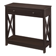 Oxford One-Drawer Entryway Hall Table with Shelf in Espresso Wood Finish