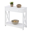 Oxford One-Drawer Entryway Hall Table with Shelf in White Wood Finish