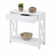 Oxford One-Drawer Entryway Hall Table with Shelf in White Wood Finish