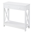 Oxford One-Drawer Entryway Hall Table with Shelf in White Wood Finish