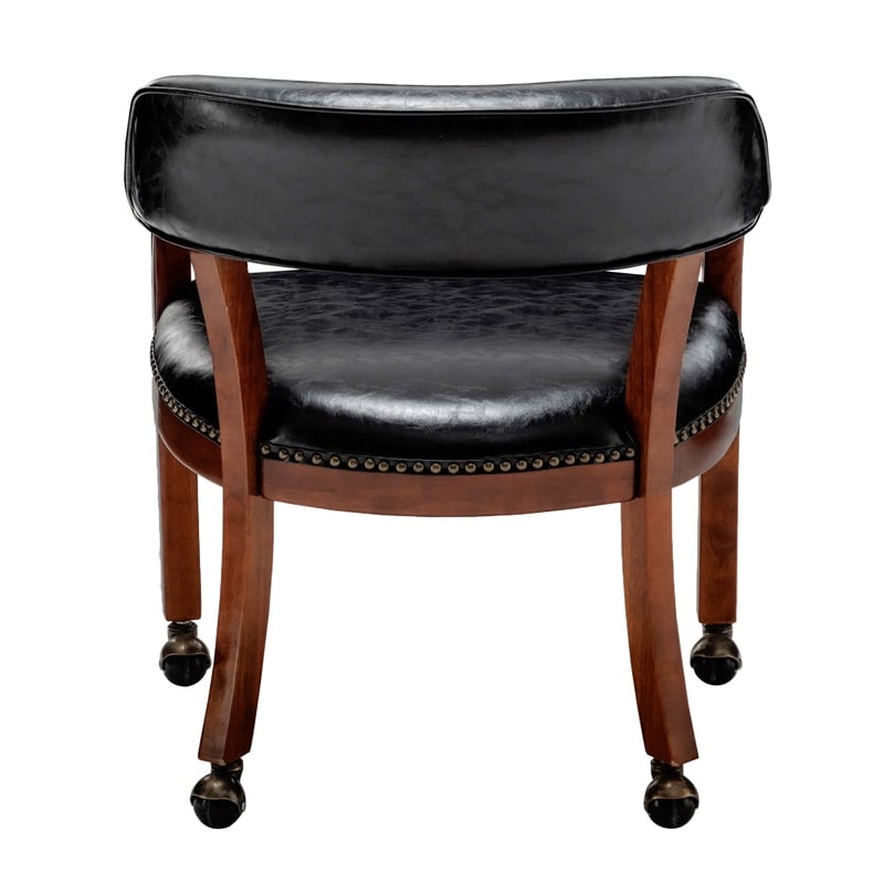 Take a Seat Dillon Armchair with Wheels in Black Faux Leather Fabric