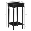 French Country Kim End Table with Shelf in Black Wood Finish