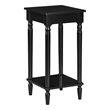 French Country Kim End Table with Shelf in Black Wood Finish