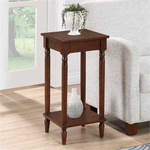 French Country Kim End Table with Shelf in Espresso Wood Finish