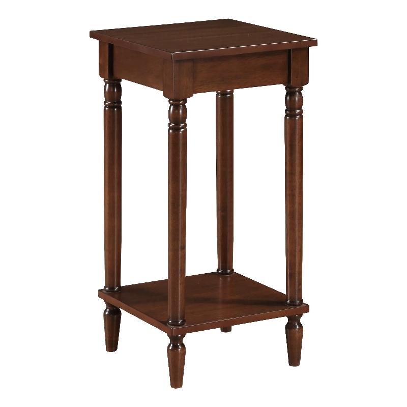 French Country Kim End Table with Shelf in Espresso Wood Finish