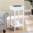 French Country Kim End Table with Shelf in White Wood Finish