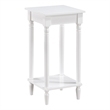 French Country Kim End Table with Shelf in White Wood Finish
