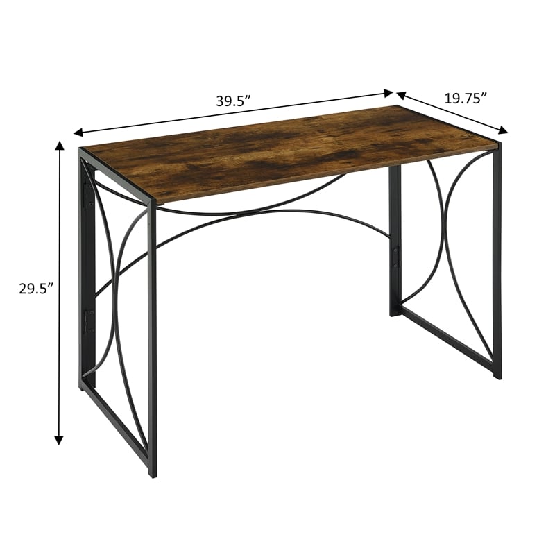 Convenience Concepts Nova Folding Desk in Walnut Wood Finish and Metal Frame