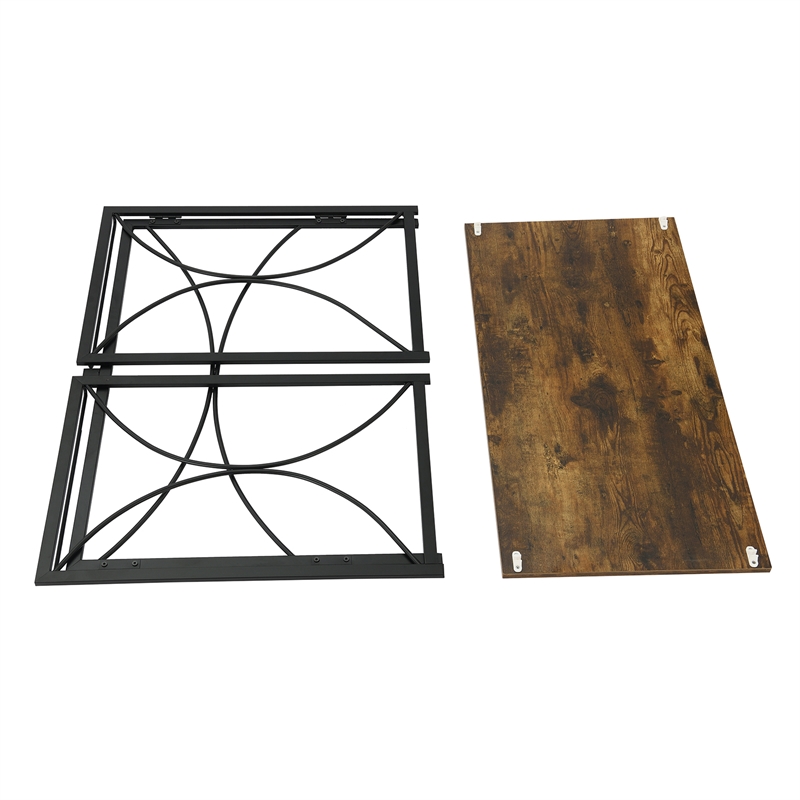 Convenience Concepts Nova Folding Desk in Walnut Wood Finish and Metal Frame