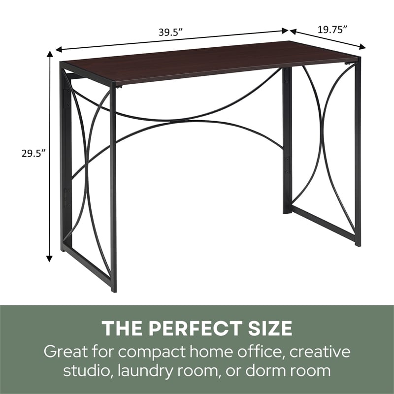 Convenience Concepts Nova Folding Desk in Espresso Wood Finish and Metal Frame
