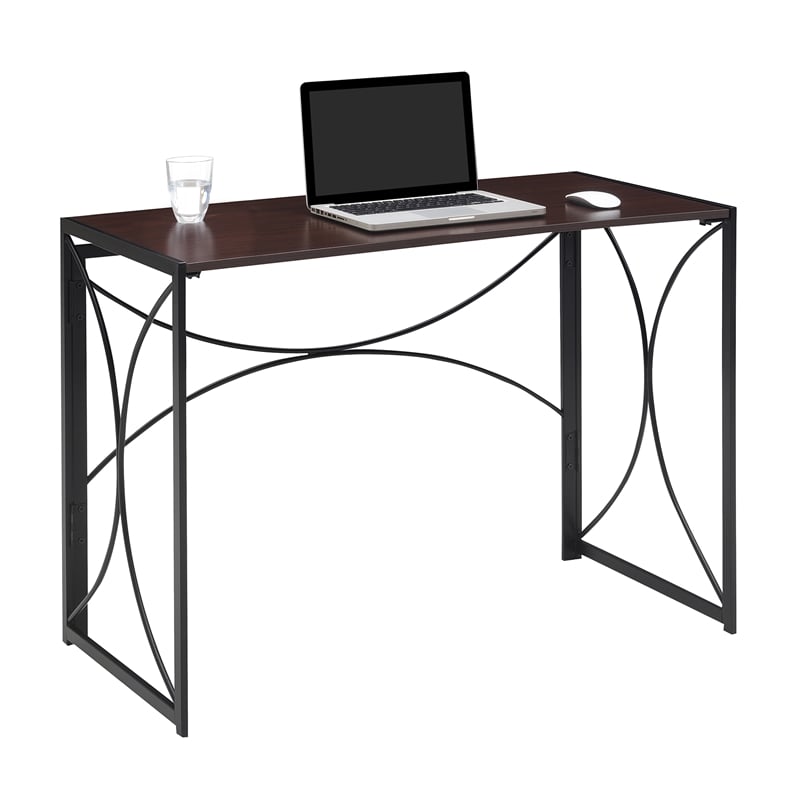 Convenience Concepts Nova Folding Desk in Espresso Wood Finish and Metal Frame