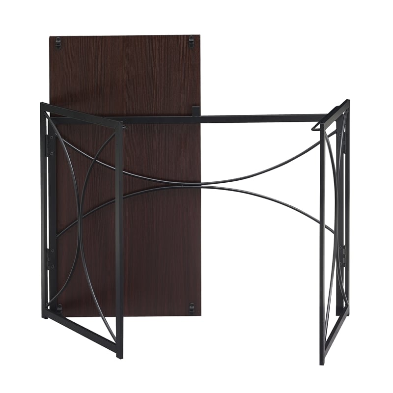 Convenience Concepts Nova Folding Desk in Espresso Wood Finish and Metal Frame