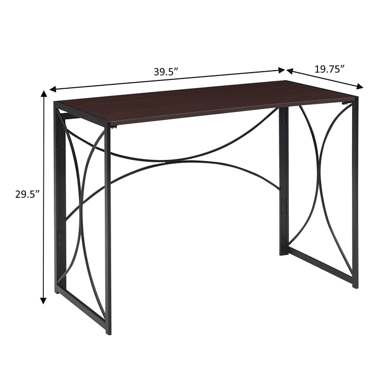 Convenience Concepts Nova Folding Desk in Espresso Wood Finish and Metal Frame